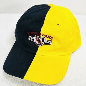 Hayden Lake Est. 1907 Patch Hat Cap Adjustable Strapback Yellow Blue Outdoors
